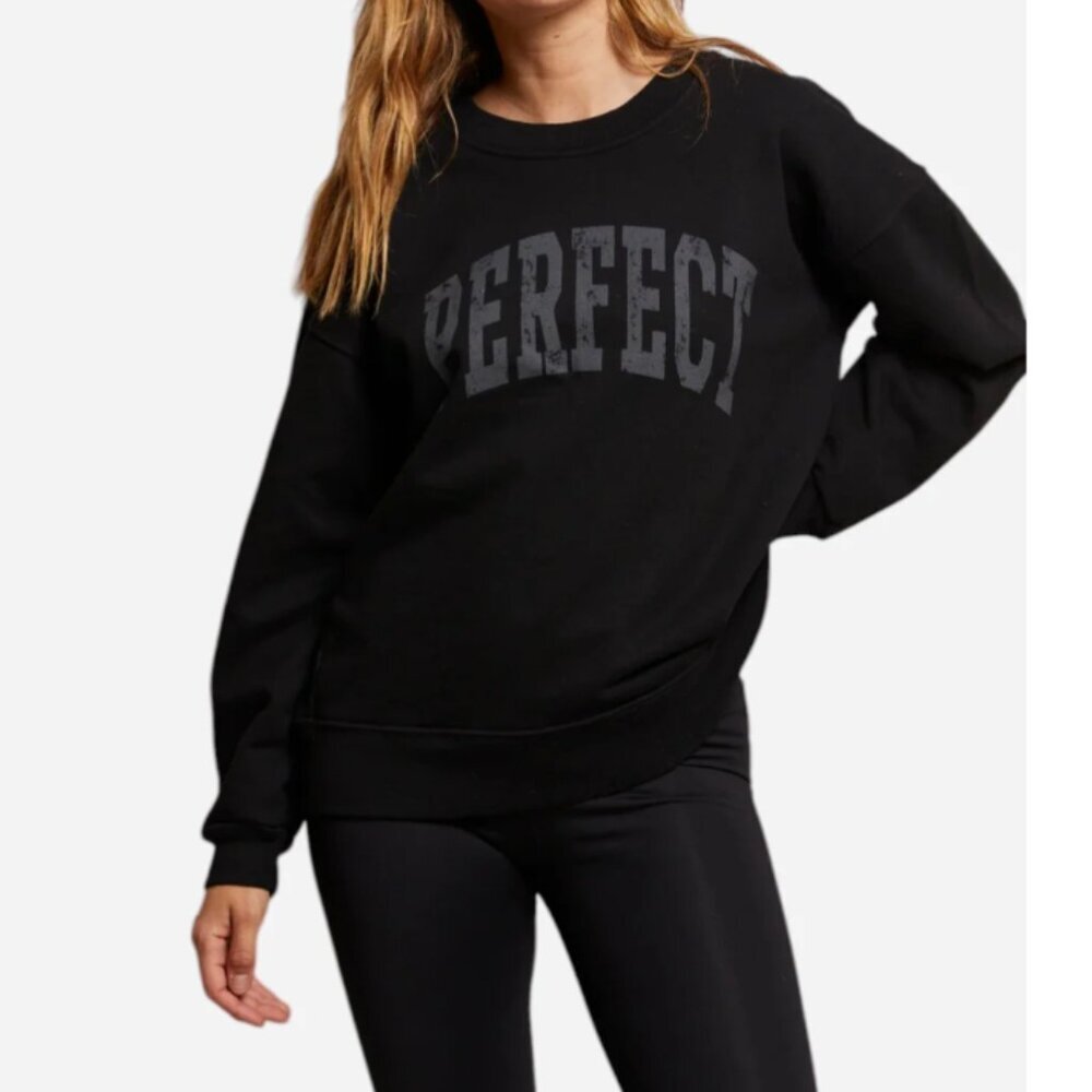 Perfectwhitetee Women's Oversized M French Terry Sweatshirt Black‎ EUC